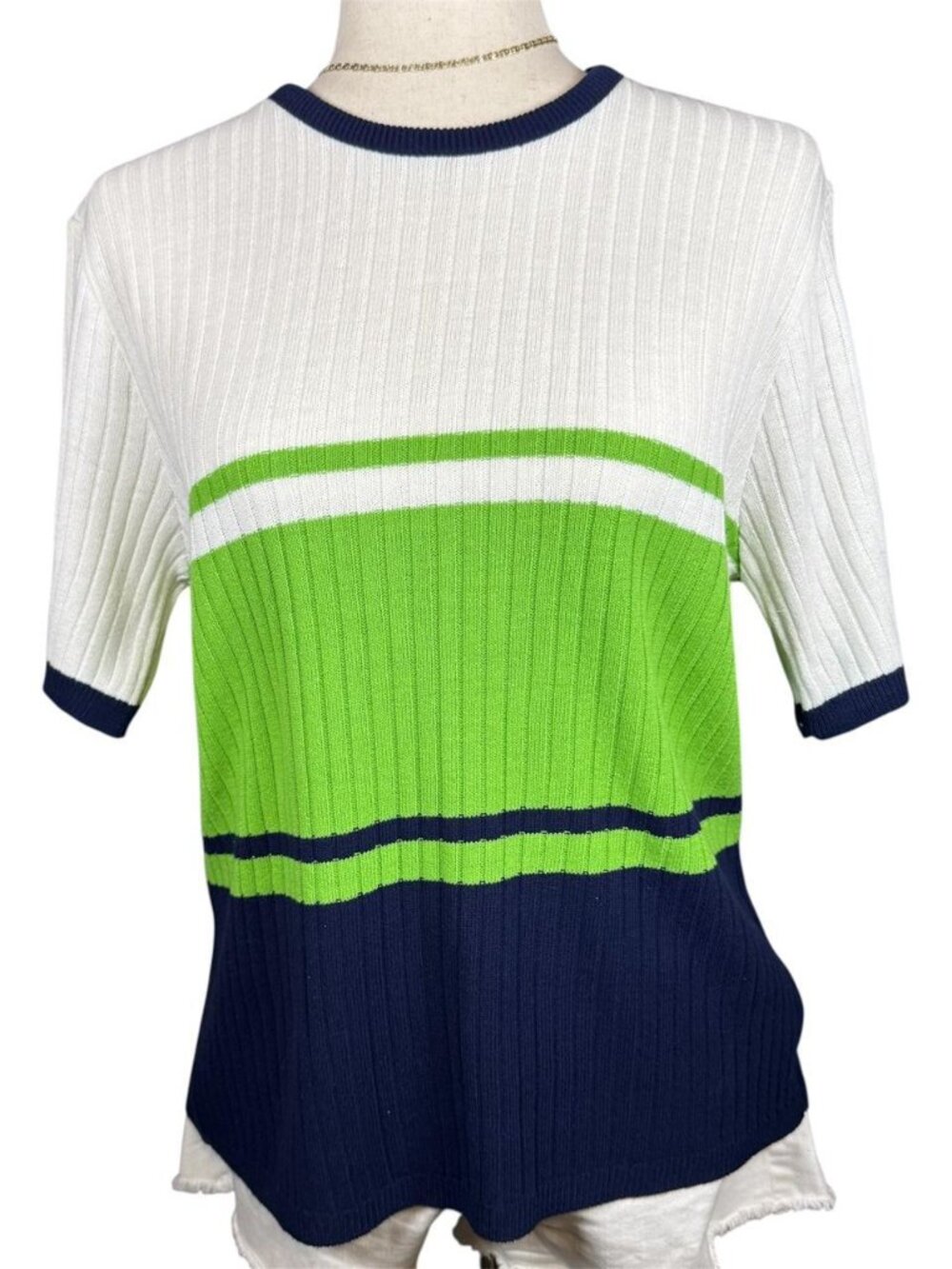 Company Collection Clothing white and green striped t-shirt
